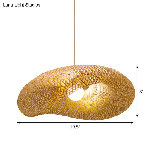 Chinese Bamboo Pendant Lamp | Handmade 1-Head Flaxen Ceiling Light 19.5/23.5 Long