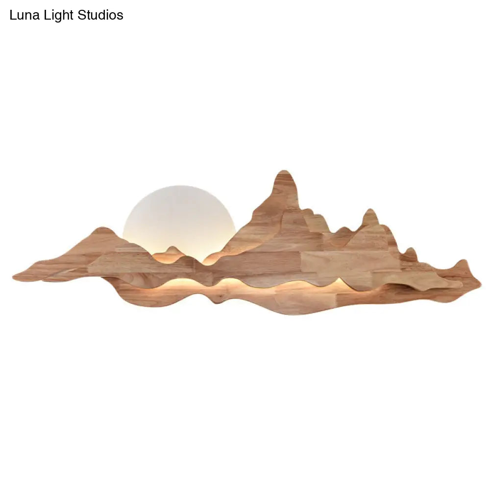 Chinese-Inspired Moon And Mountain Wall Sconce For Living Room