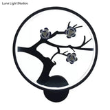 Chinese Iron Flower Branch Sconce With Led Wall Mount