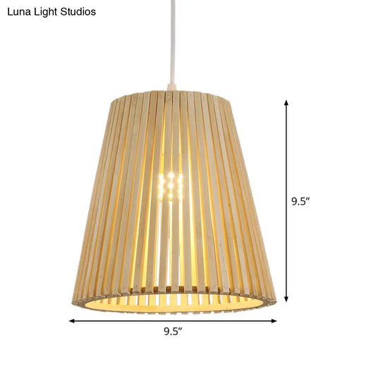 Chinese Pendant Lamp: Wood Ceiling Light With Bamboo Shade