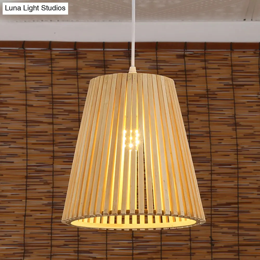 Chinese Pendant Lamp: Wood Ceiling Light With Bamboo Shade
