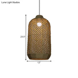 Chinese Style Woven Bamboo Pendant Light Fixture For Dining Room