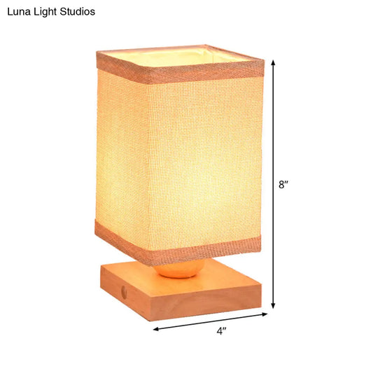 Chinese Wood Dining Room Desk Lamp With Rectangle Fabric Shade - 1 Head Table Light