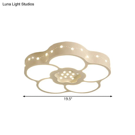 Chrome Crystal Led Ceiling Light Fixture With Simplicity Flower/Moon Design