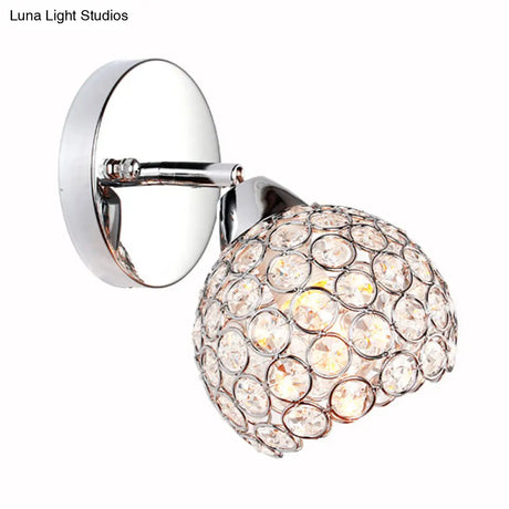 Chrome Dome Crystal Wall Sconce With 1 Light - Elegant Lighting For Living Room