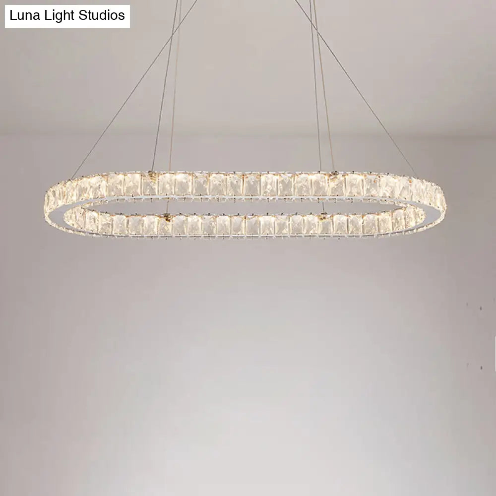 Chrome Led Crystal Chandelier Pendant For Minimalist Dining Room