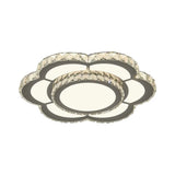 Chrome Led Flower Ceiling Light With Faceted Crystal And Warm/White Glow 18 Or 23.5 Wide