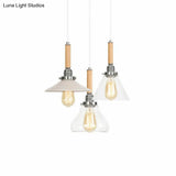 Chrome Pendant Light Fixture - Modern Cone/Flared/Gourd Shape 1 Clear Glass Hanging
