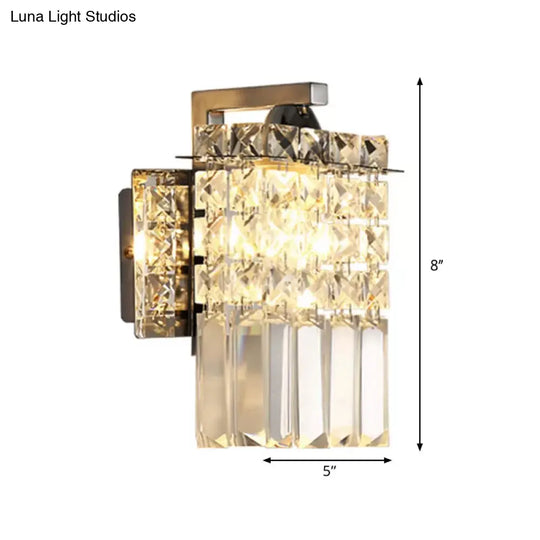 Chrome Rectangle Crystal Wall Sconce With Draping Rods