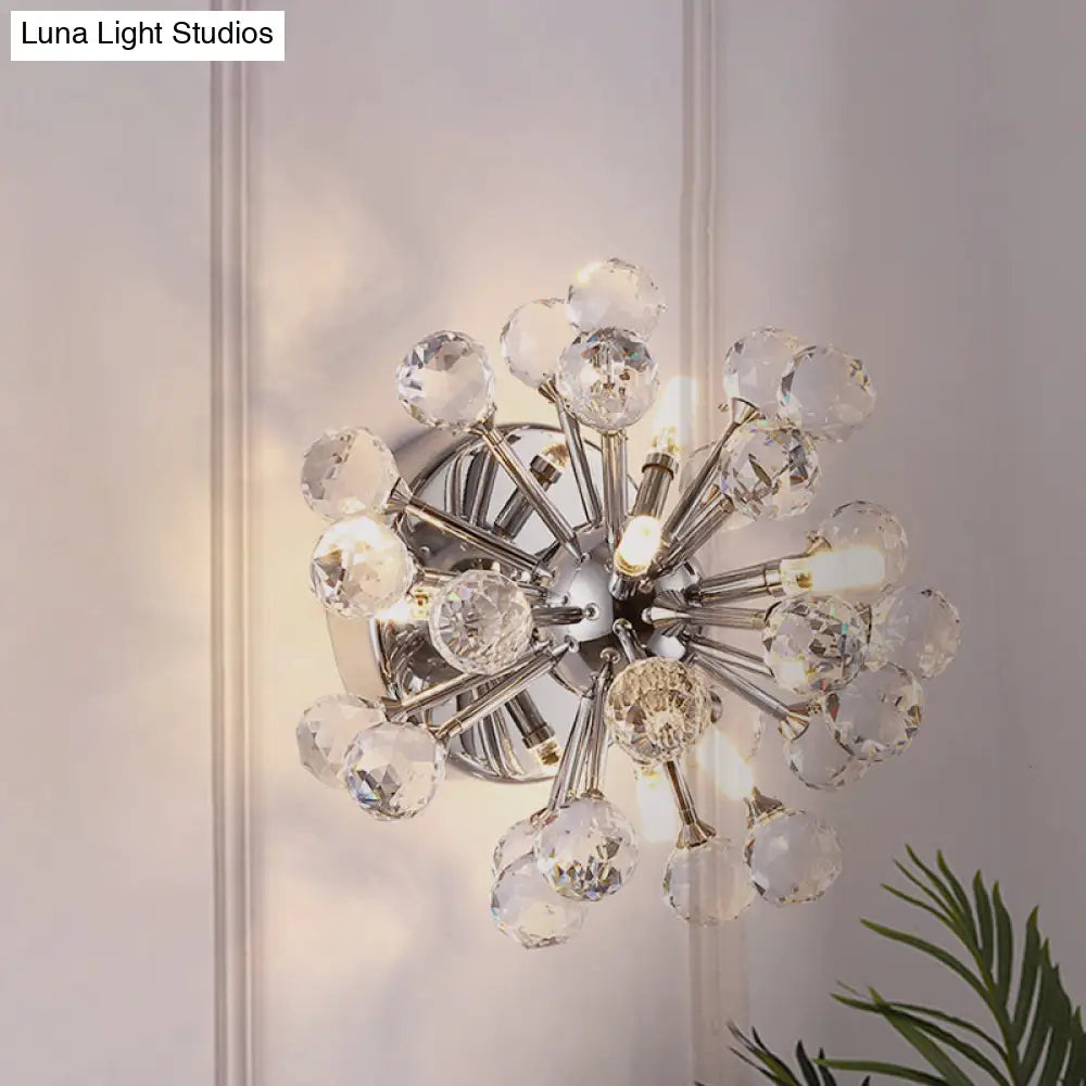 Chrome Sputnik Flushmount Crystal Ball Ceiling Light