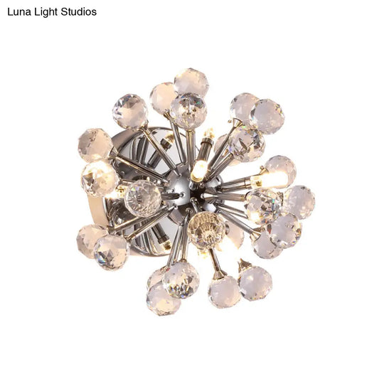 Chrome Sputnik Flushmount Crystal Ball Ceiling Light