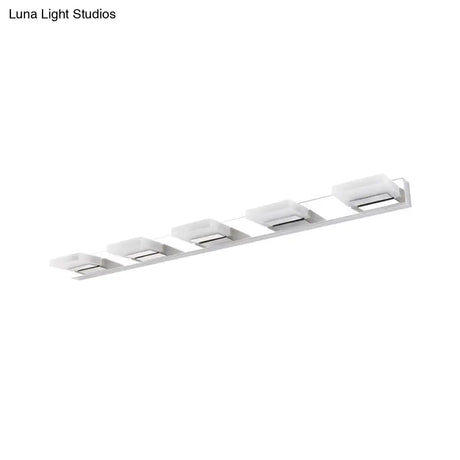 Chrome Wall Sconce With Brick Acrylic Shade For Bathroom Vanity - Choose From 2/3/5 Warm White