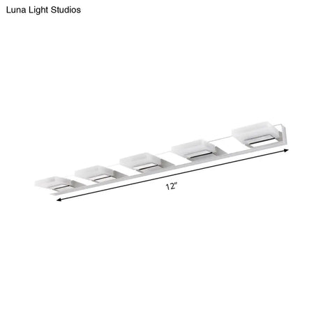 Chrome Wall Sconce With Brick Acrylic Shade For Bathroom Vanity - Choose From 2/3/5 Warm White