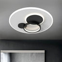 Circle Flush Mounted Led Light Fixture - 16’/19.5’ Diameter Simple Metal Design Black/Gold