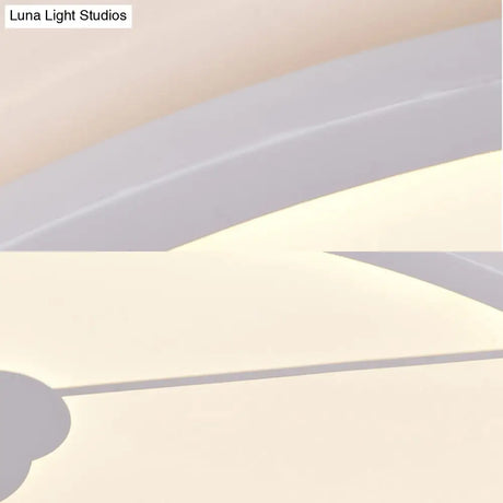 Circle Kindergarten Led Ceiling Light With Moon & Cloud Design - Flush Mount Acrylic Cartoon Fixture