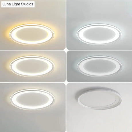 Circle Metal Shade Led Bedroom Flush Mount Ceiling Lamp - Minimalist Style