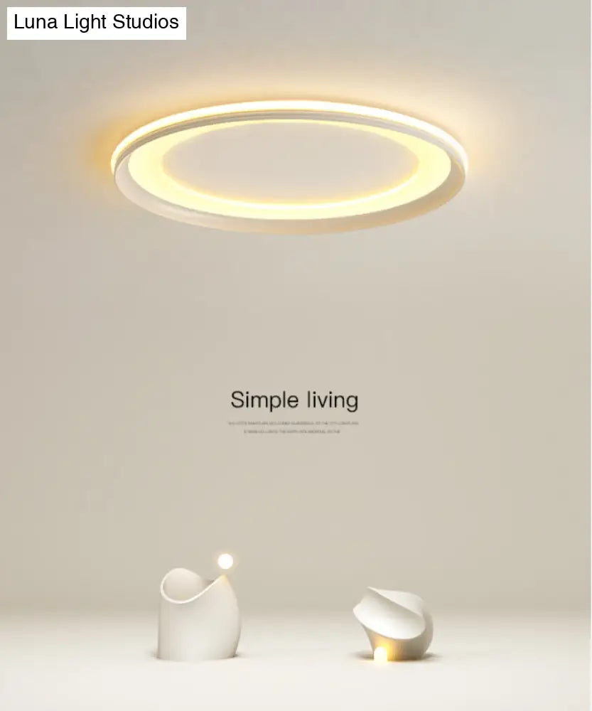 Circle Metal Shade Led Bedroom Flush Mount Ceiling Lamp - Minimalist Style