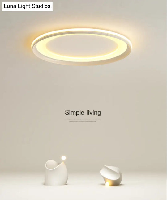 Circle Metal Shade Led Bedroom Flush Mount Ceiling Lamp - Minimalist Style