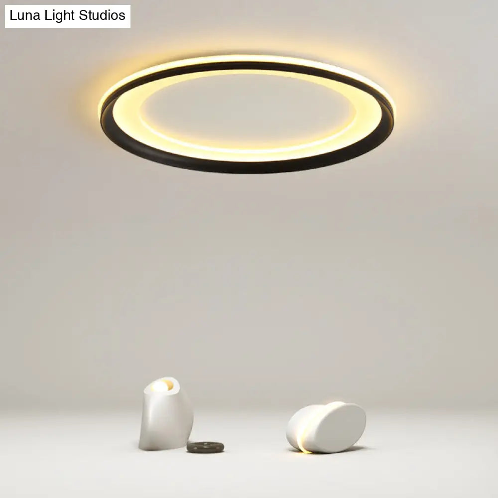 Circle Metal Shade Led Bedroom Flush Mount Ceiling Lamp - Minimalist Style