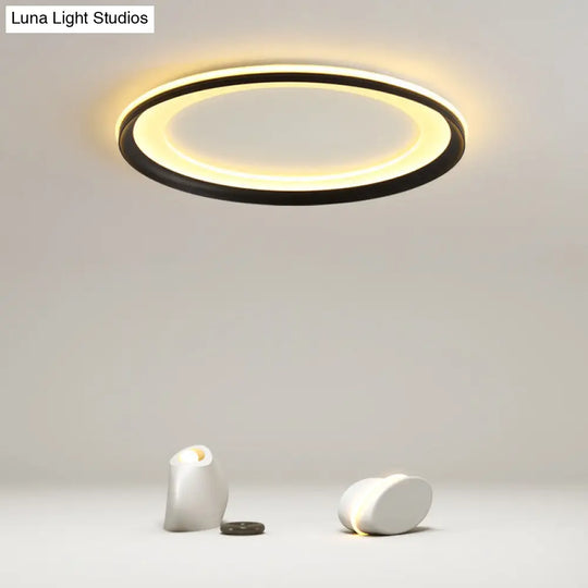 Circle Metal Shade Led Bedroom Flush Mount Ceiling Lamp - Minimalist Style