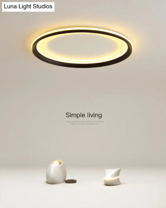 Circle Metal Shade Led Bedroom Flush Mount Ceiling Lamp - Minimalist Style