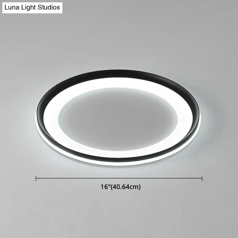 Circle Metal Shade Led Bedroom Flush Mount Ceiling Lamp - Minimalist Style