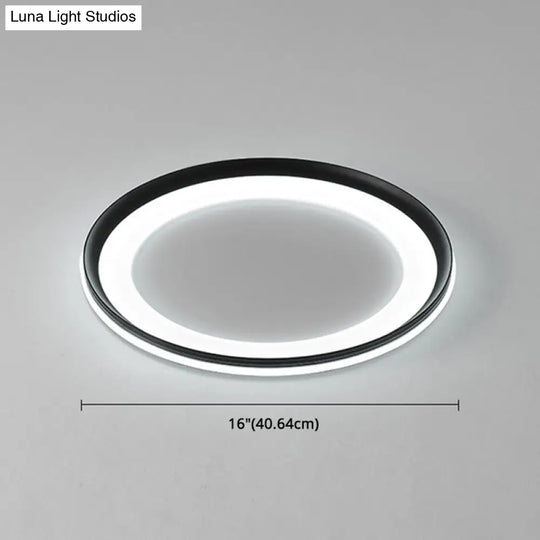 Circle Metal Shade Led Bedroom Flush Mount Ceiling Lamp - Minimalist Style
