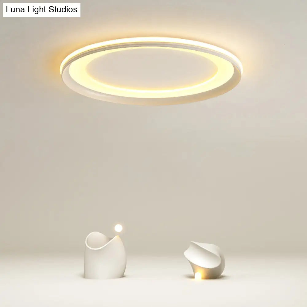 Circle Metal Shade Led Bedroom Flush Mount Ceiling Lamp - Minimalist Style