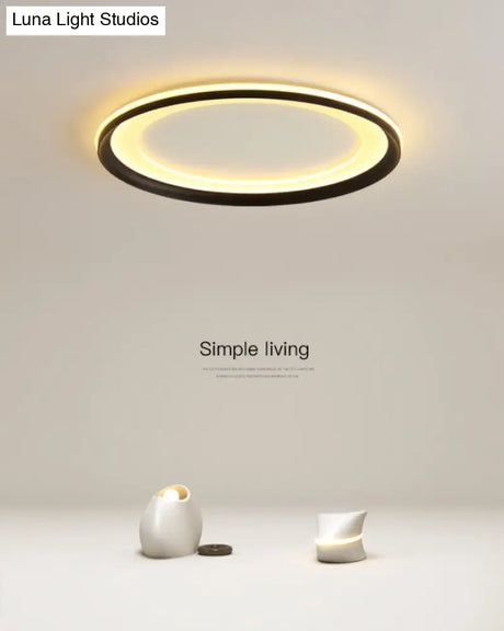 Circle Metal Shade Led Bedroom Flush Mount Ceiling Lamp - Minimalist Style