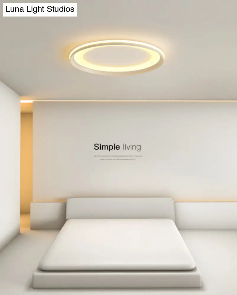 Circle Metal Shade Led Bedroom Flush Mount Ceiling Lamp - Minimalist Style
