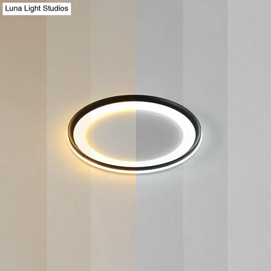 Circle Metal Shade Led Bedroom Flush Mount Ceiling Lamp - Minimalist Style