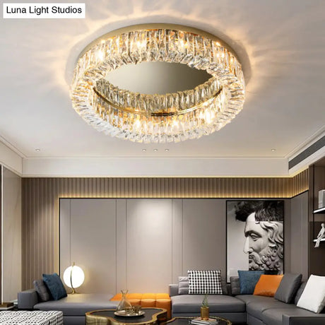 Circular Crystal Ceiling Light Fixture For Modern Living Room - Flush - Mount Design