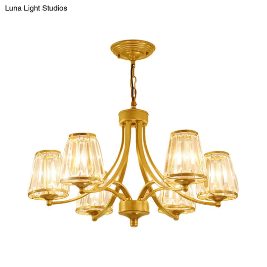 Circular Crystal Chandelier Lamp: Elegant Hanging Light For Bedrooms With Gold/Black Touches -