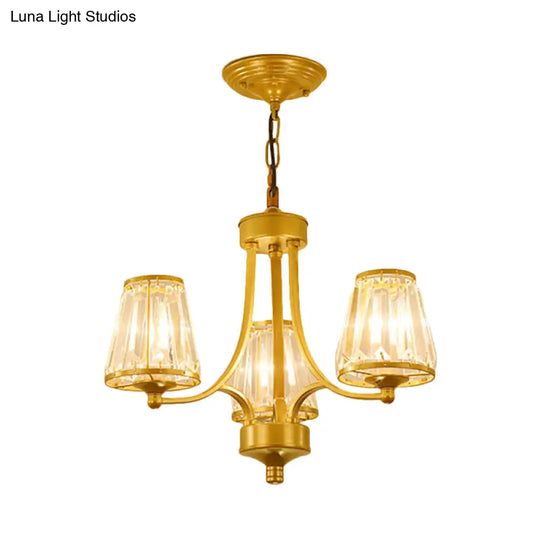 Circular Crystal Chandelier Lamp: Elegant Hanging Light For Bedrooms With Gold/Black Touches -