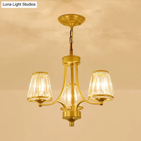 Circular Crystal Chandelier Lamp: Elegant Hanging Light For Bedrooms With Gold/Black Touches -