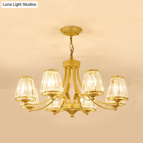 Circular Crystal Chandelier Lamp: Elegant Hanging Light For Bedrooms With Gold/Black Touches -