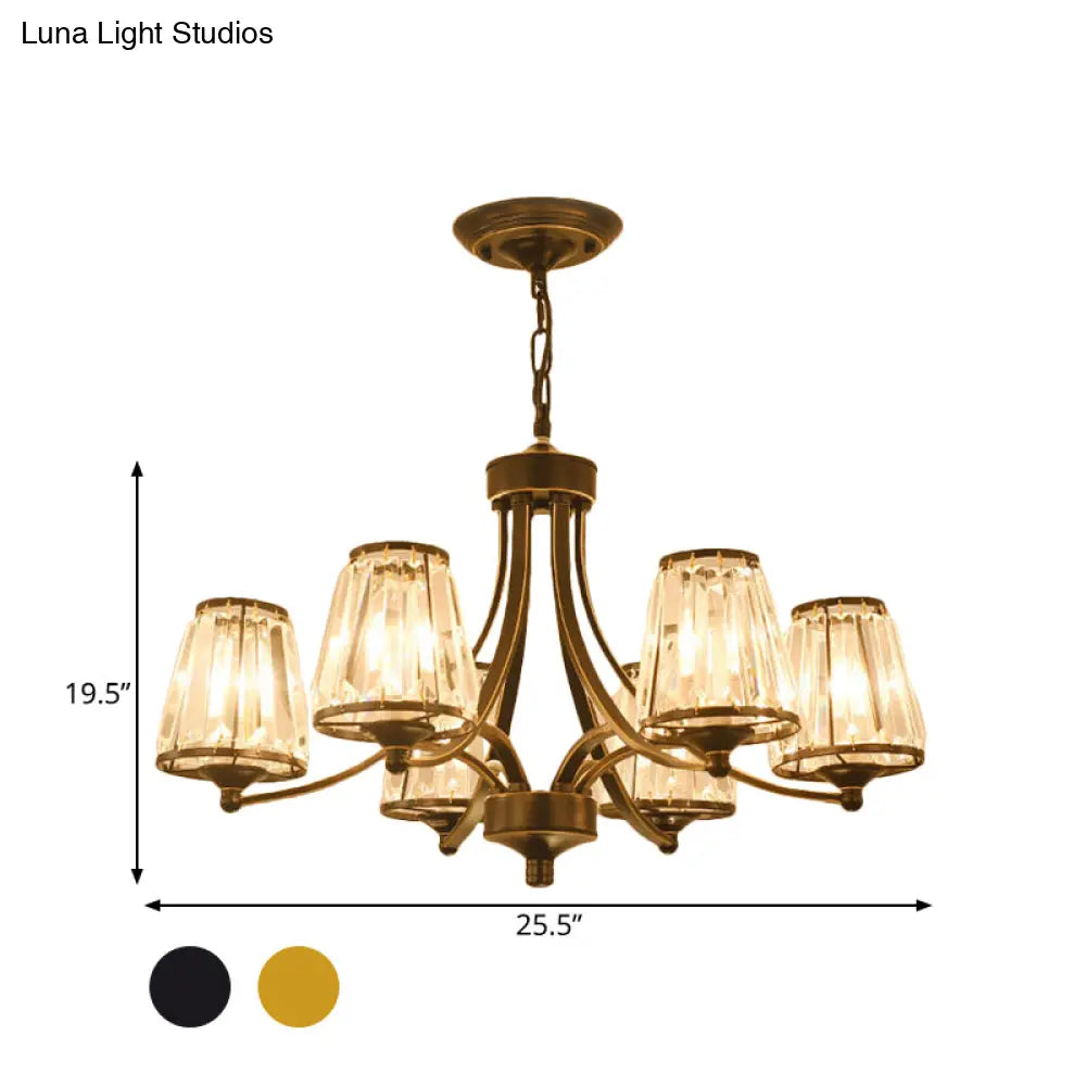 Circular Crystal Chandelier Lamp: Elegant Hanging Light For Bedrooms With Gold/Black Touches -