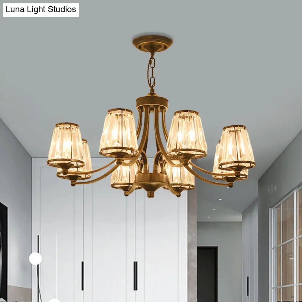 Circular Crystal Chandelier Lamp: Elegant Hanging Light For Bedrooms With Gold/Black Touches -