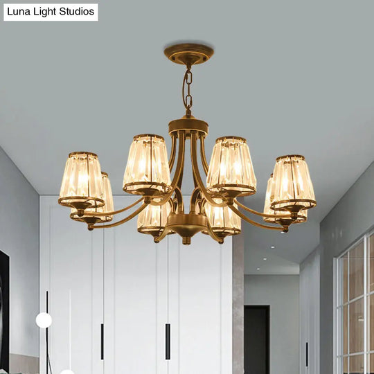 Circular Crystal Chandelier Lamp: Elegant Hanging Light For Bedrooms With Gold/Black Touches -
