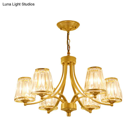 Circular Crystal Chandelier Lamp: Elegant Hanging Light For Bedrooms With Gold/Black Touches -