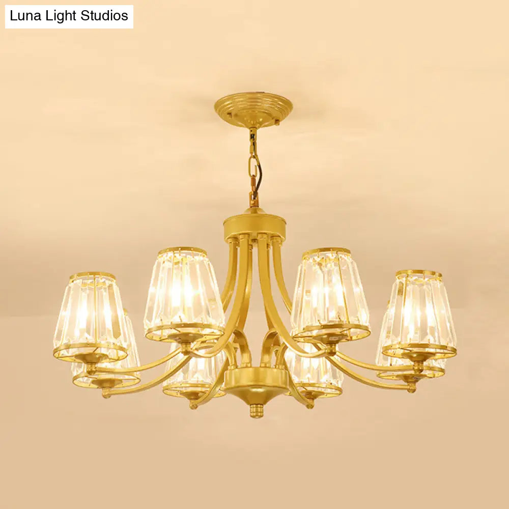 Circular Crystal Chandelier Lamp: Elegant Hanging Light For Bedrooms With Gold/Black Touches -