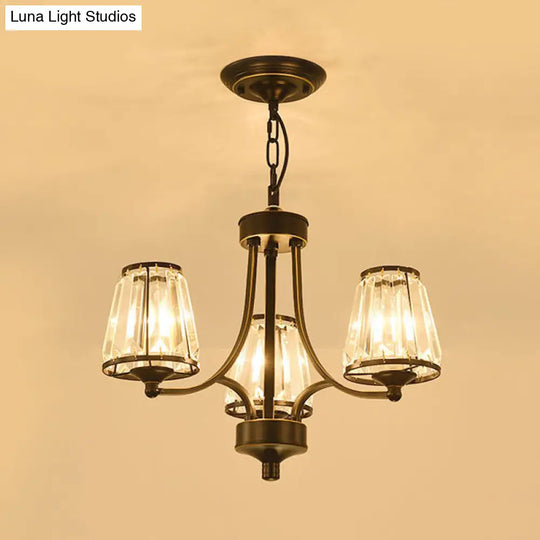 Modern Conical Chandelier Crystal Lamp With 3/5/6 Lights Bedroom Hanging Light Fixture In Gold/Black