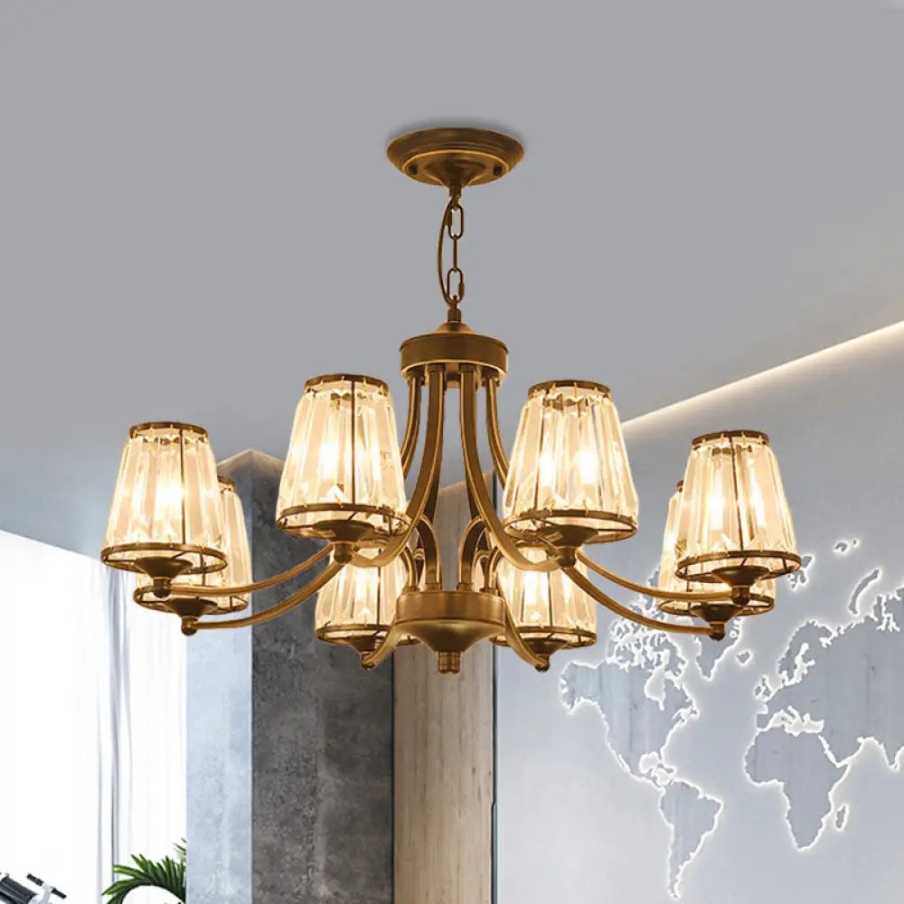 Circular Crystal Chandelier Lamp: Elegant Hanging Light For Bedrooms With Gold/Black Touches -