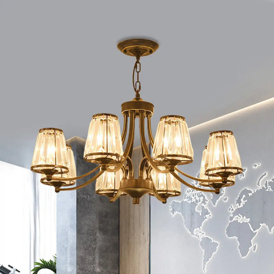 Circular Crystal Chandelier Lamp: Elegant Hanging Light For Bedrooms With Gold/Black Touches -