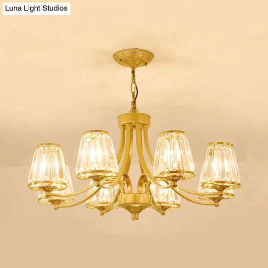 Modern Conical Chandelier Crystal Lamp With 3/5/6 Lights Bedroom Hanging Light Fixture In Gold/Black