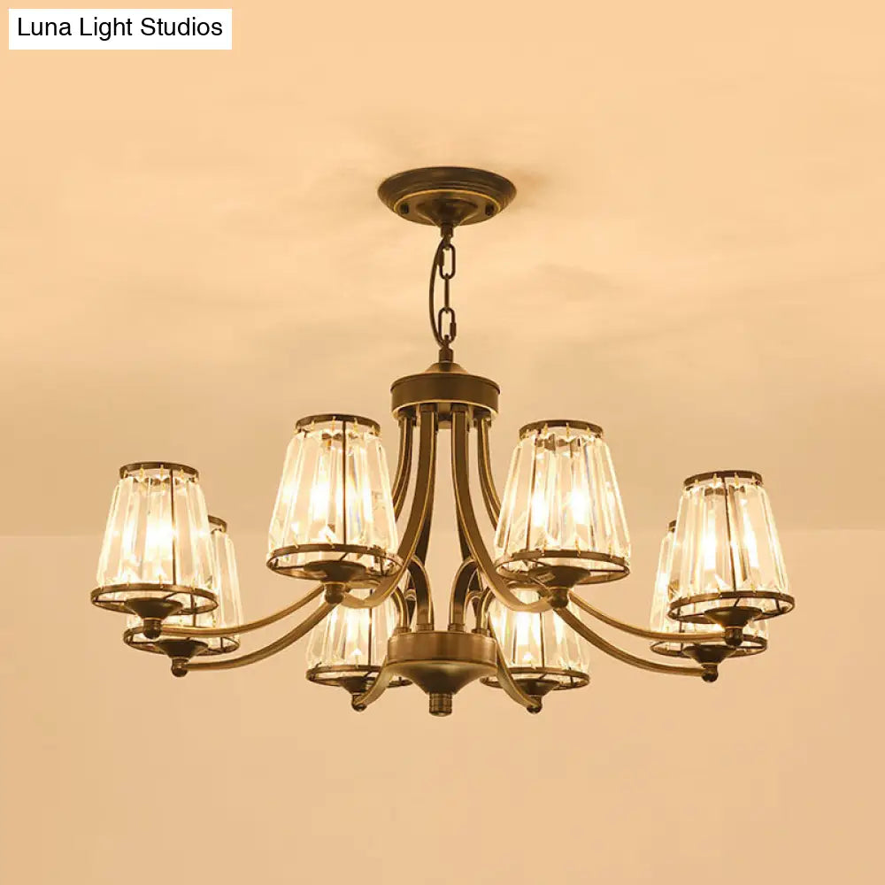 Circular Crystal Chandelier Lamp: Elegant Hanging Light For Bedrooms With Gold/Black Touches -