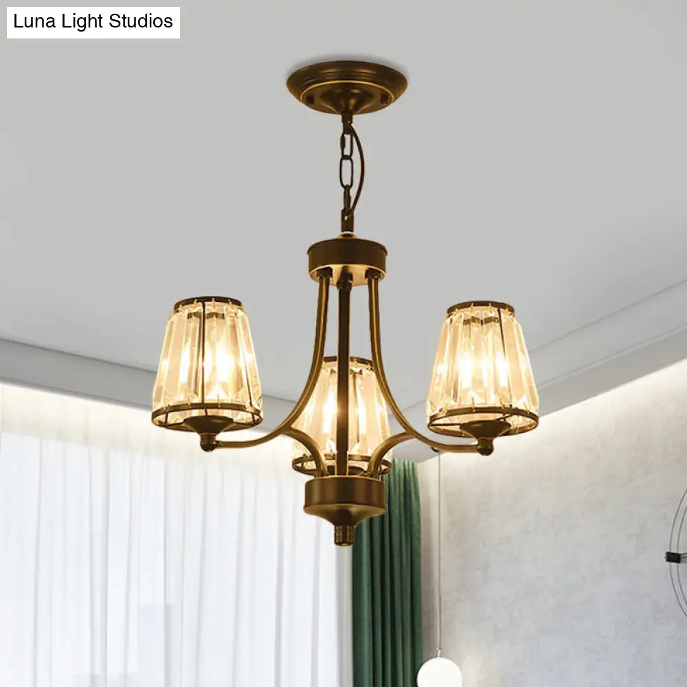Circular Crystal Chandelier Lamp: Elegant Hanging Light For Bedrooms With Gold/Black Touches -
