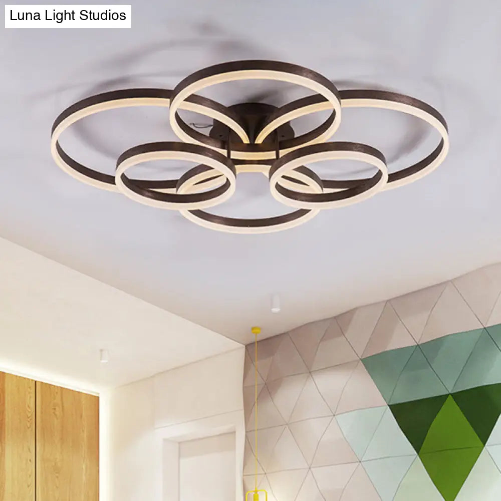 Circular Led Flush Mount Ceiling Light For Study Room With Natural/Warm/White Lighting