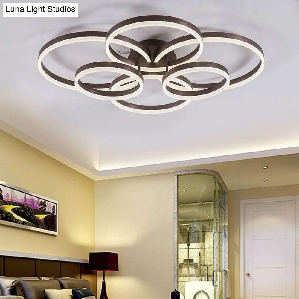 Circular Led Flush Mount Ceiling Light For Study Room With Natural/Warm/White Lighting