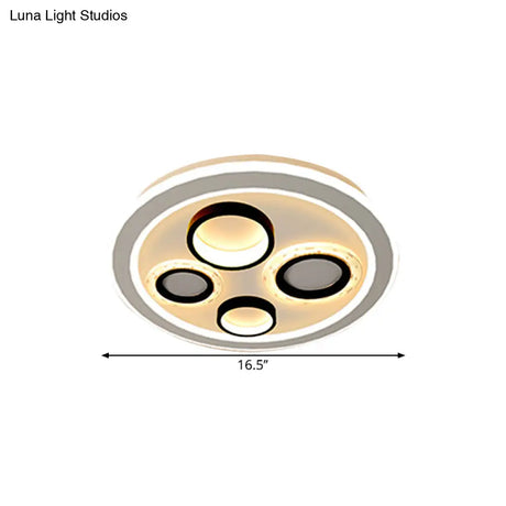 Circular Modernist Led Black Ceiling Light Fixture For Bedroom 16.5’/20.5’ Diameter